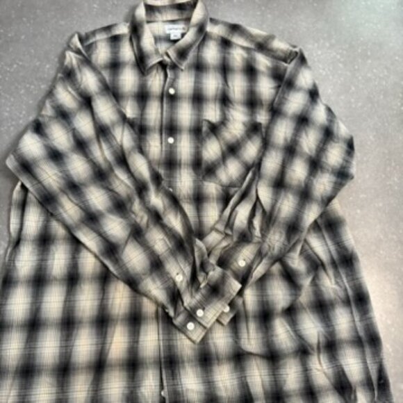 Carhartt Black & Gray Plaid Button-Up Flannel Shirt – Size XXL - Picture 3 of 11